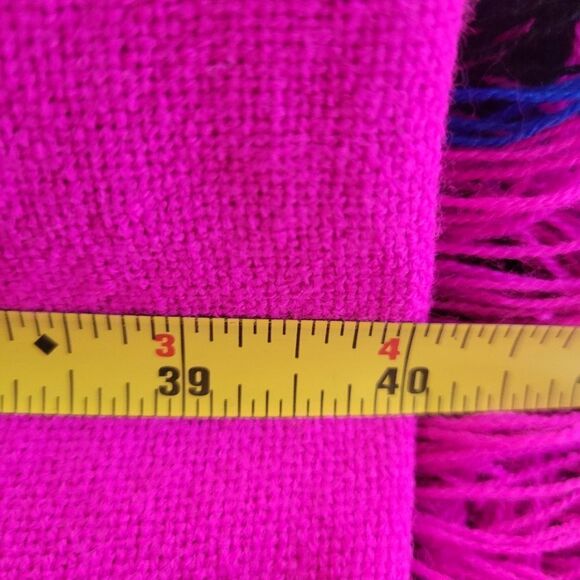 Vibrant Fuscia Pink and Black Fringed Shawl Scarf - Picture 4 of 8